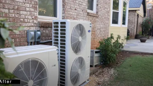a couple of white machines outside a house