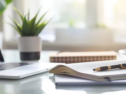 a laptop and a pen on a table