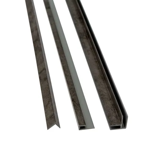 Three different metal channel profiles in varying sizes displayed on a white background.