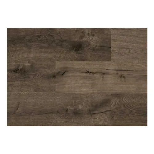 Dark brown wood texture with natural grain patterns and knots, showcasing rustic laminate flooring design.