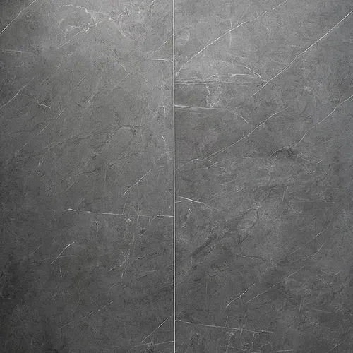 Two gray marble stone slabs with natural white veins and textured surface, placed side by side.