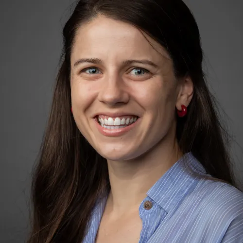 a close-up of a woman smiling