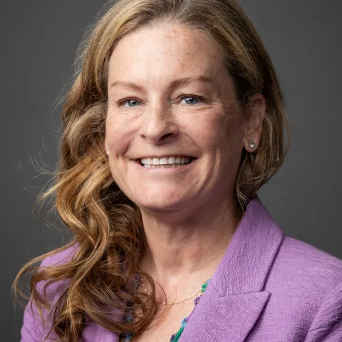 a close-up of Erika Jolly Brookes smiling