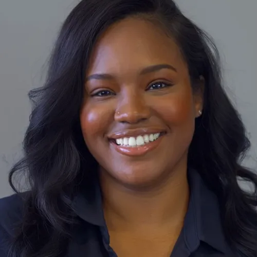 a close-up of a person smiling