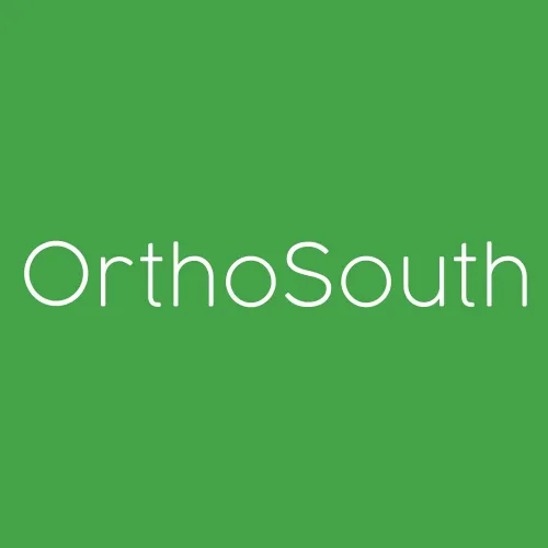OrthoSouth logo with white text on a green background representing orthopedic healthcare.