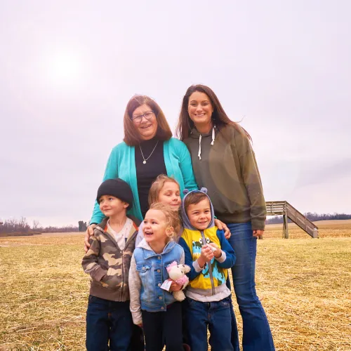 multi-generational family of women and kids