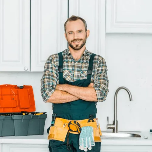 a man standing in a kitchen