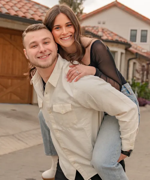 a man and woman hugging