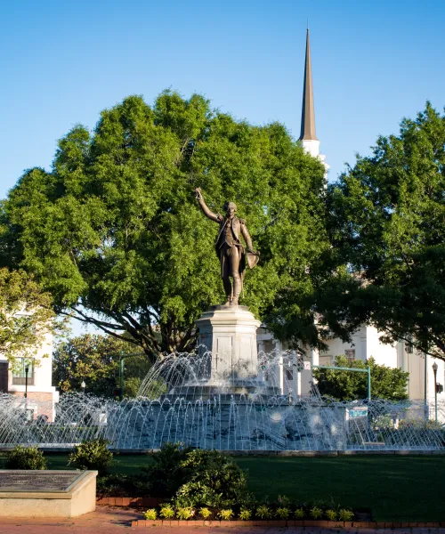 a statue in a park