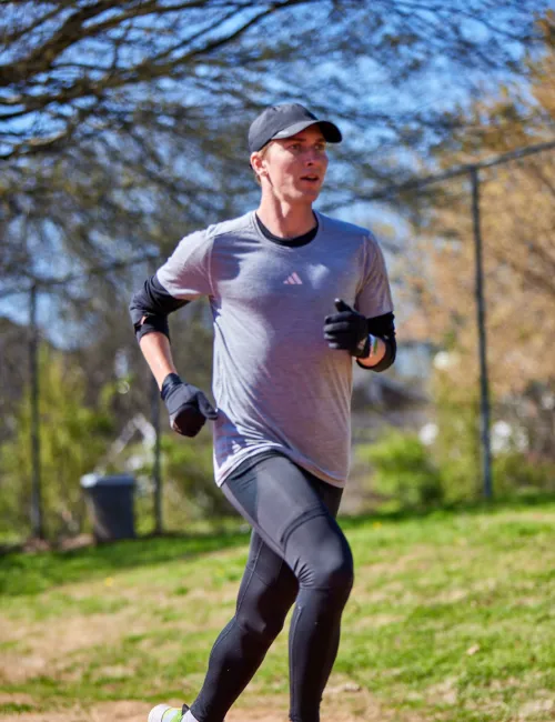 a person running on a track