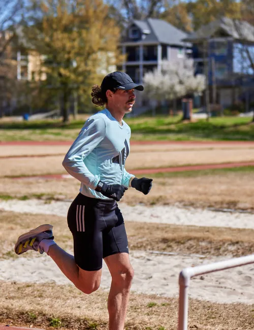 a person running on a track