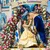 Beauty and the Beast characters on floral-decorated float at Disney Festival of Fantasy parade