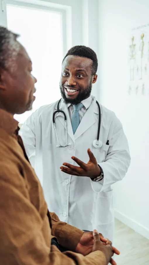 a doctor talking to a patient