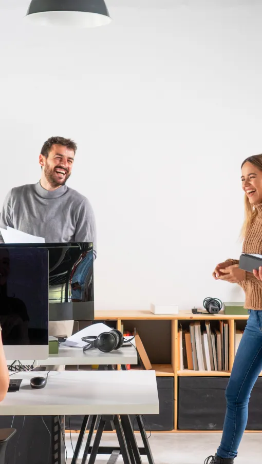 a group of people in a room