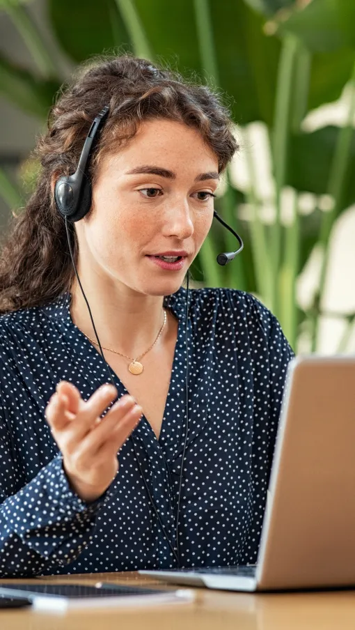 a woman wearing headphones