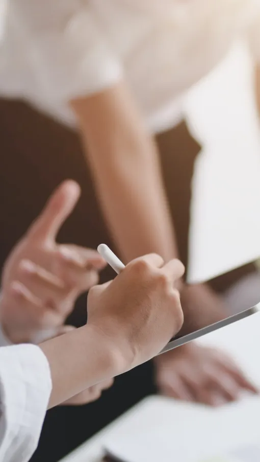 a group of people discussing something