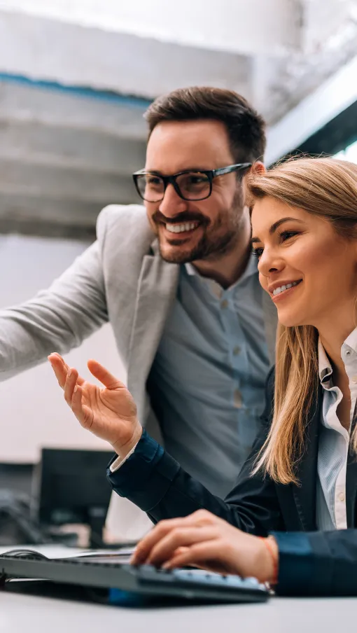 a man and a woman talking