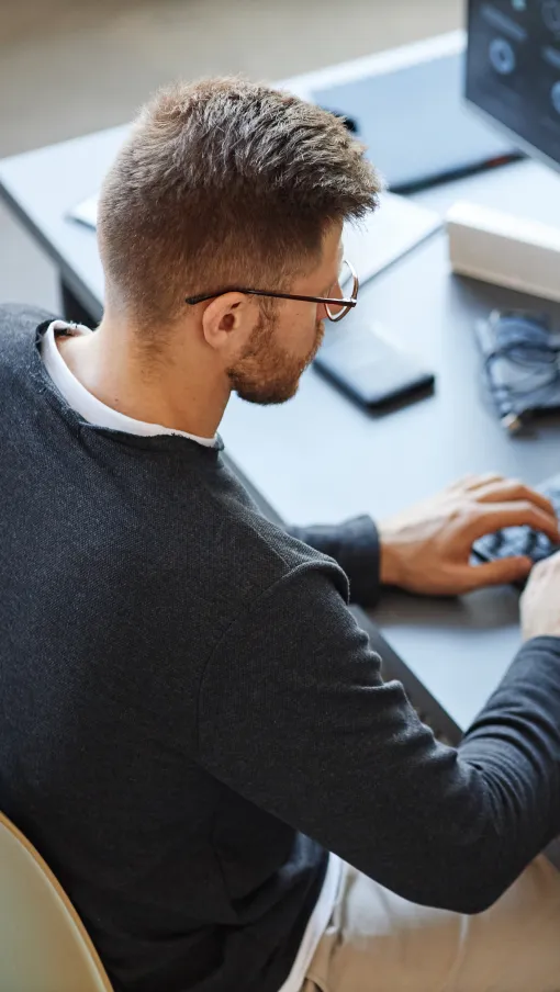 a man working on a computer