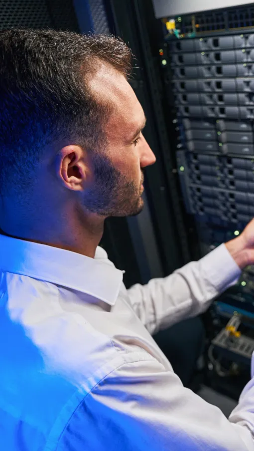 a man looking at a computer screen