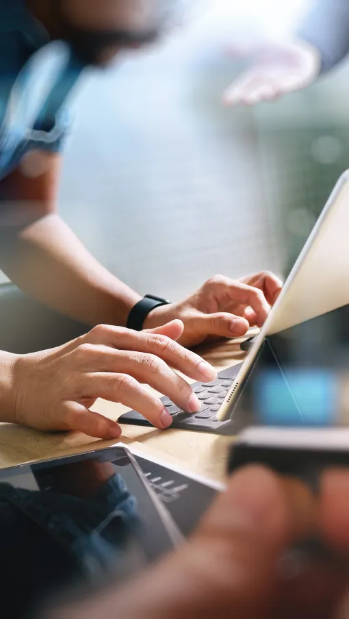 a group of people working on their laptops