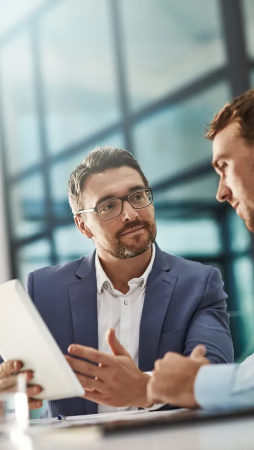 a man looking at another man