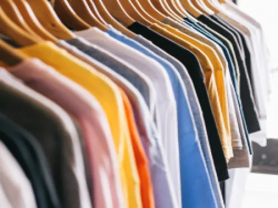 shirts hanging on a rack