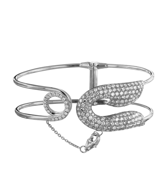 White Gold White Diamond Cuff Bracelet