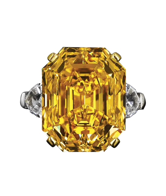 Fancy Intense Yellow Emerald Cut Diamond Ring