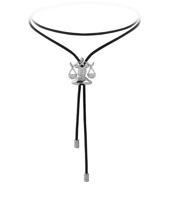 Zodiac Libra String Necklace White Gold Diamond