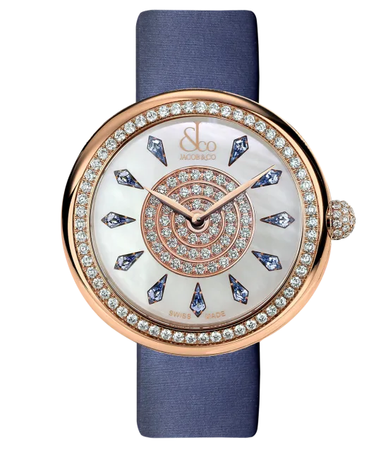 Brilliant One Row Rose Gold Blue Sapphires 38mm