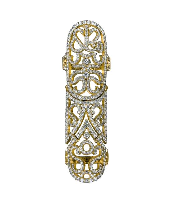 Lace Yellow Gold Diamond Lace Full Finger Ring