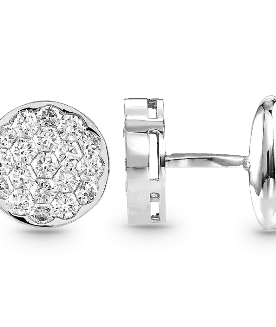 Round Cufflinks White Gold