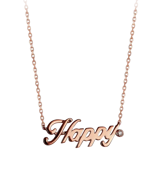 Smaller Rose Gold Plain Happy Necklace