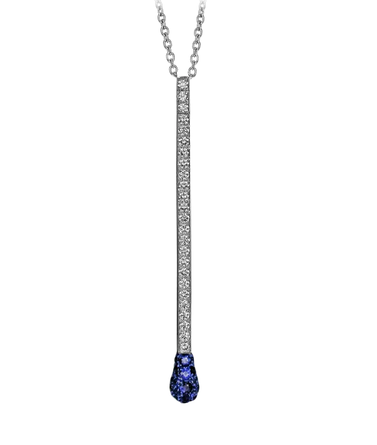 White Gold Sapphire and Diamond Pave Match Necklace Long