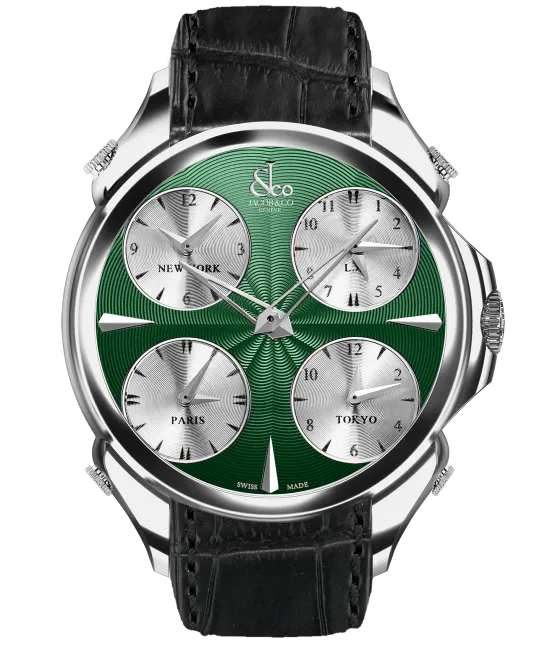 Palatial Five Time Zone Green Nickel Dial