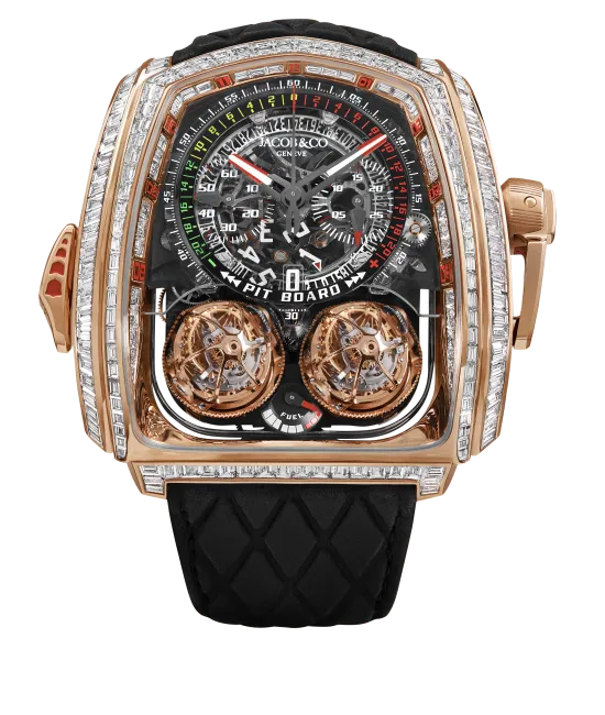 Twin Turbo Furious Baguette White Diamonds Rose Gold | Jacob &amp; Co