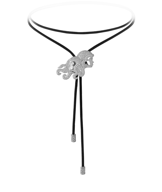Zodiac Gemini String Necklace White Gold Diamond