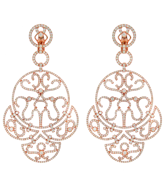 Rose Gold Diamond Lace Chandelier Earrings