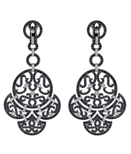 Lace Black Plated Diamond Lace Earrings