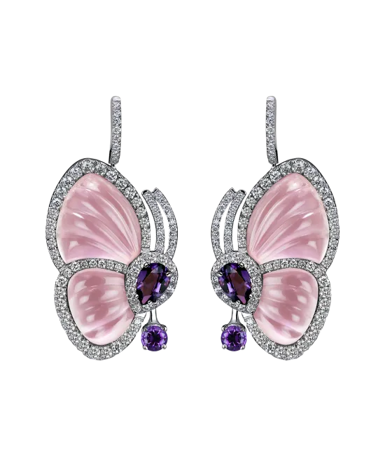 Pink Quartz Papillon Earrings