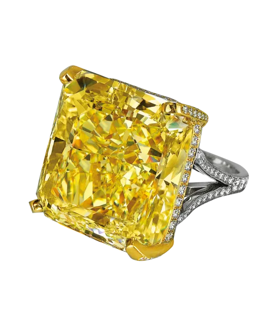 Fancy Vivid Yellow Radiant Cut Diamond Ring