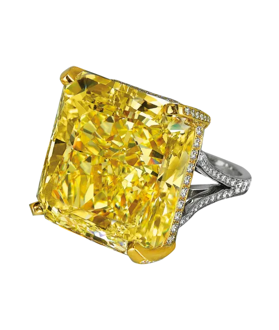 Yellow Diamond Ring 75ct Radiant Cut in Platinum | Jacob & Co