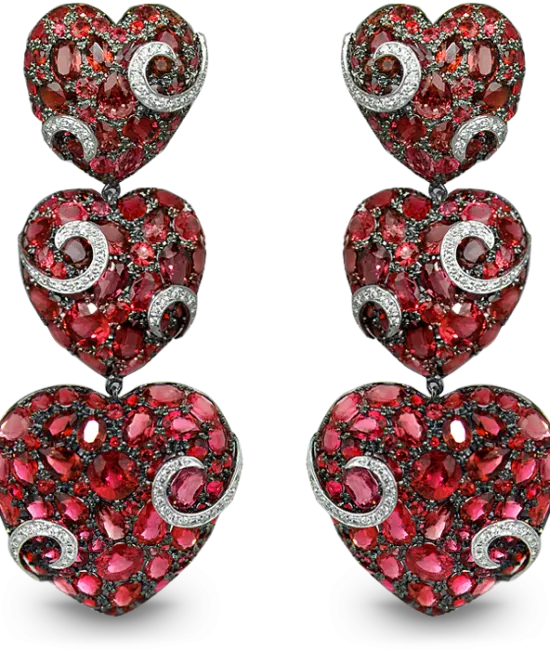 Three Heart Spinel Earrings