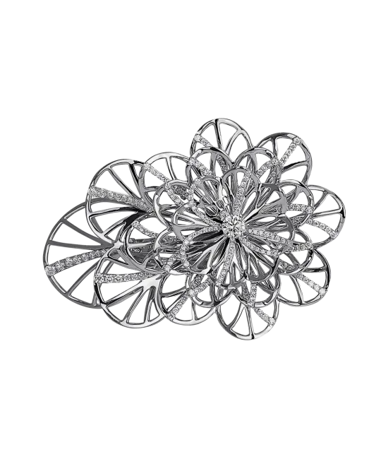 Half Pave White Gold Flower Cocktail Ring