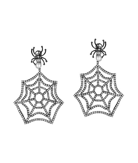 Black Plated Web Earrings