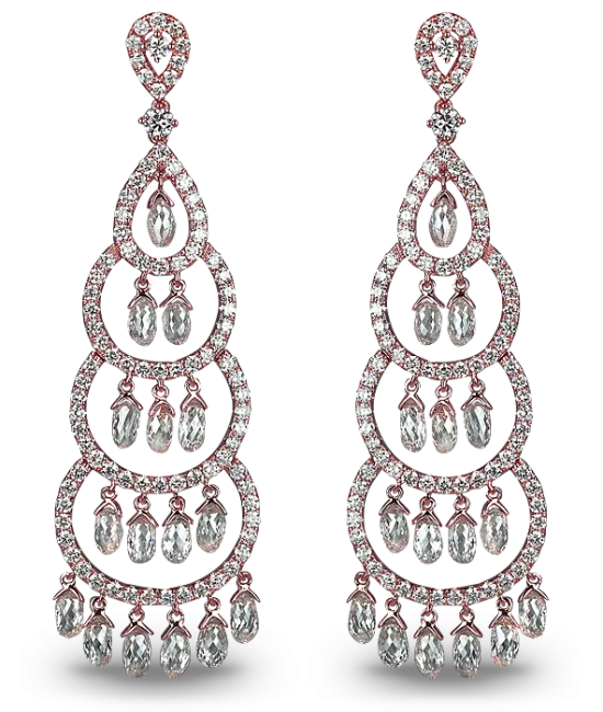 Rose Gold Chandelier Earrings Briolette Drops