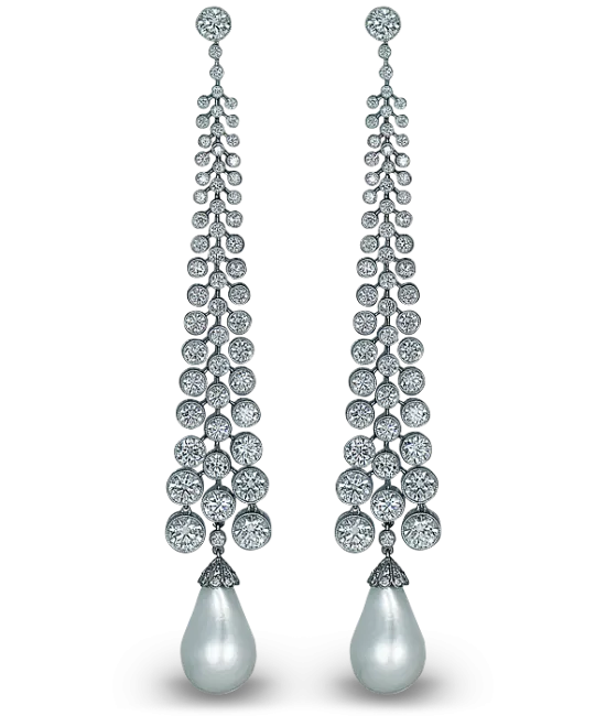 Pearl Diamond Drop Earrings