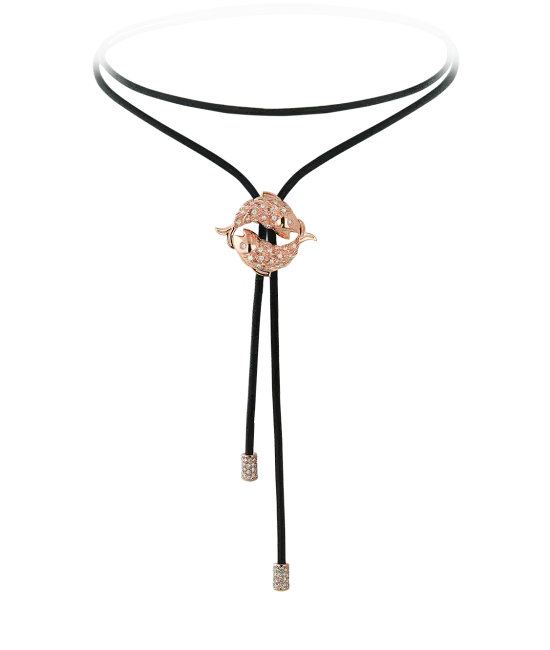 Zodiac Pisces String Necklace Rose Gold Diamond