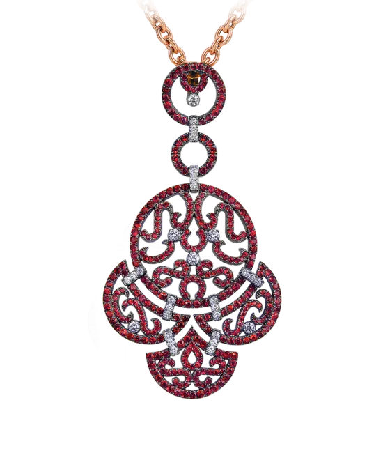 Lace Rose Gold Ruby Lace Pendant