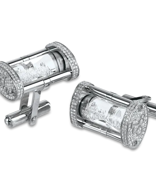 Stainless Steel Hour Glass Cufflinks Diamonds